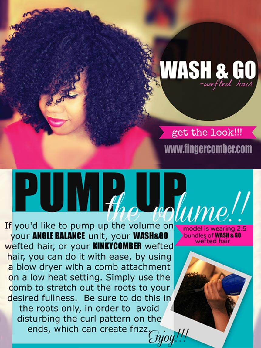 wash and go wefted hair_pump up the volume